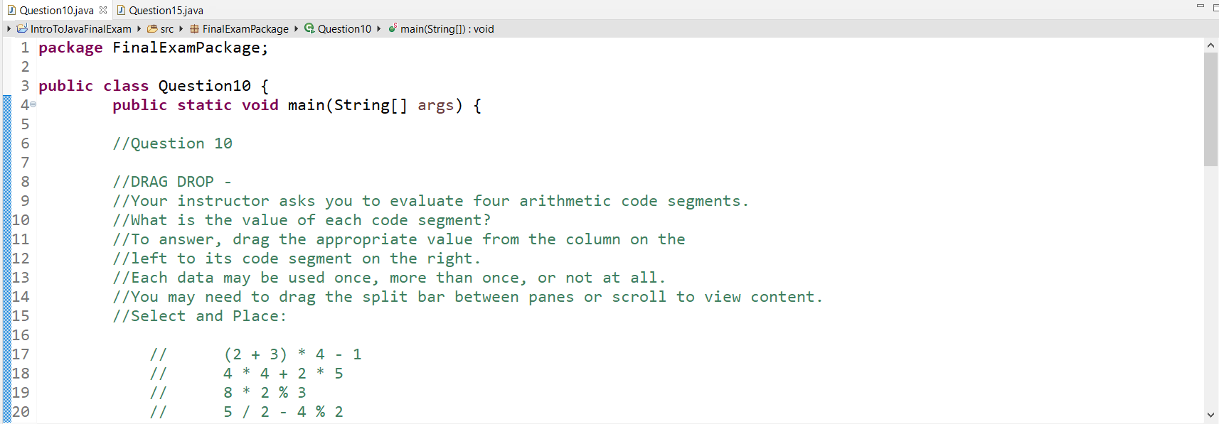 Beginning Java Final Exam and Final Project Samples